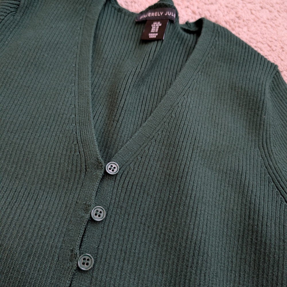 Sincerely Jules Women's Forest Green Cardigan Size M - Picture 4 of 9